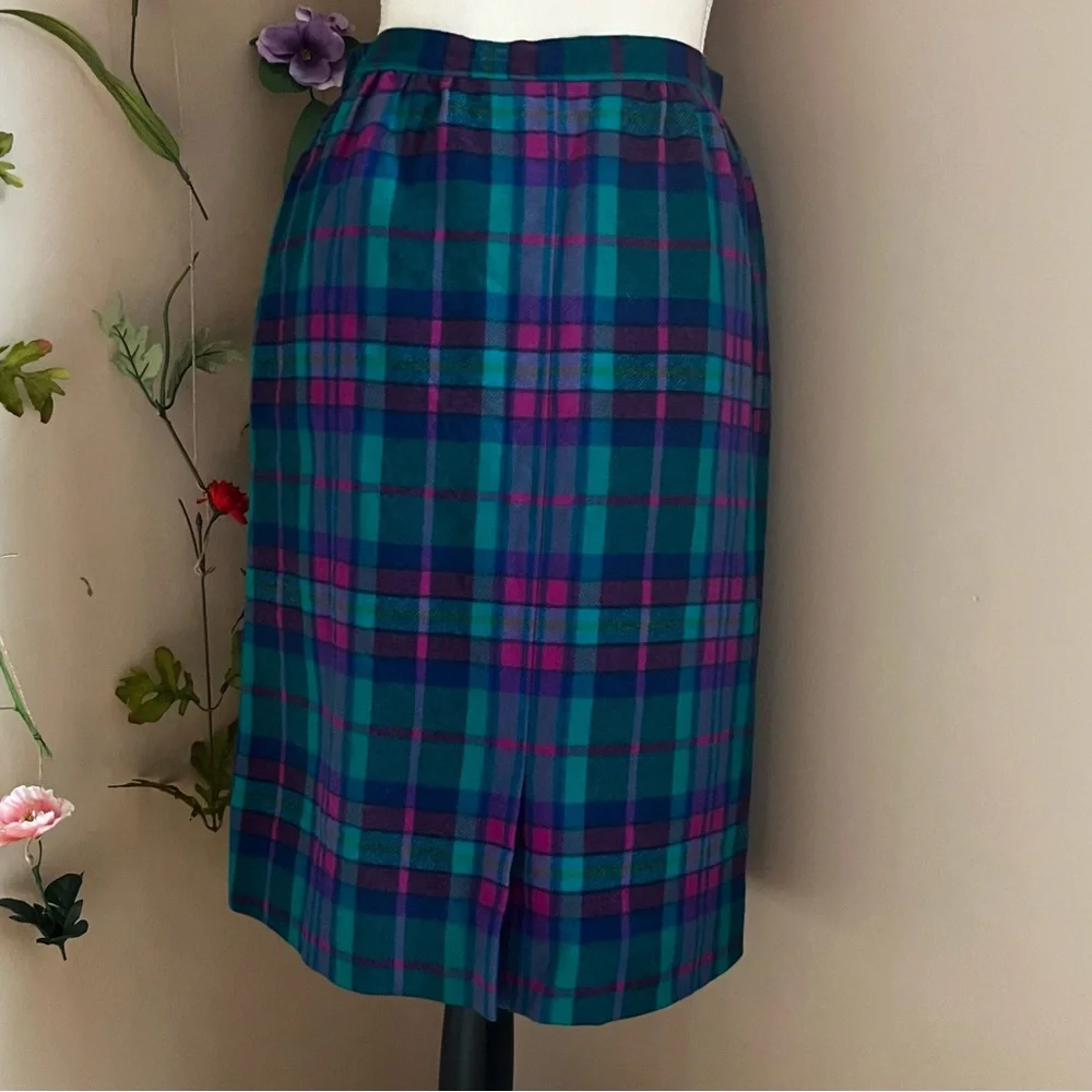 Vintage Pendleton Petite Wool Plaid Pencil Skirt